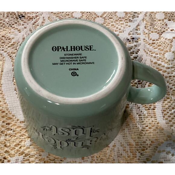 Opal House Stoneware Oversized Coffee Mug 16 oz "Wander Lust" Mint Green - Picture 8 of 8